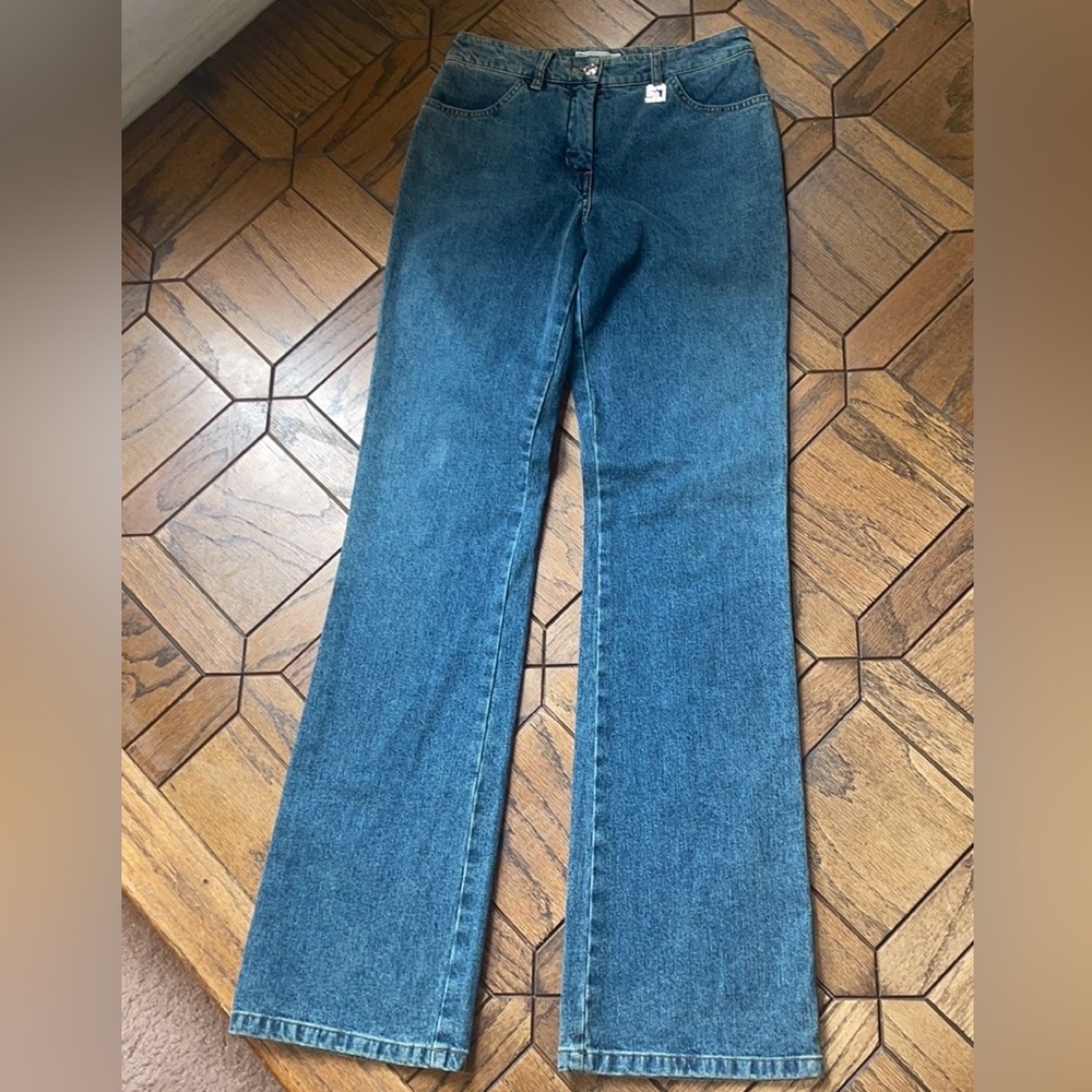ST JOHN SPORT MARIE GRAY Vintage Blue Denim Boot Cut JEANS Womens Sz X0